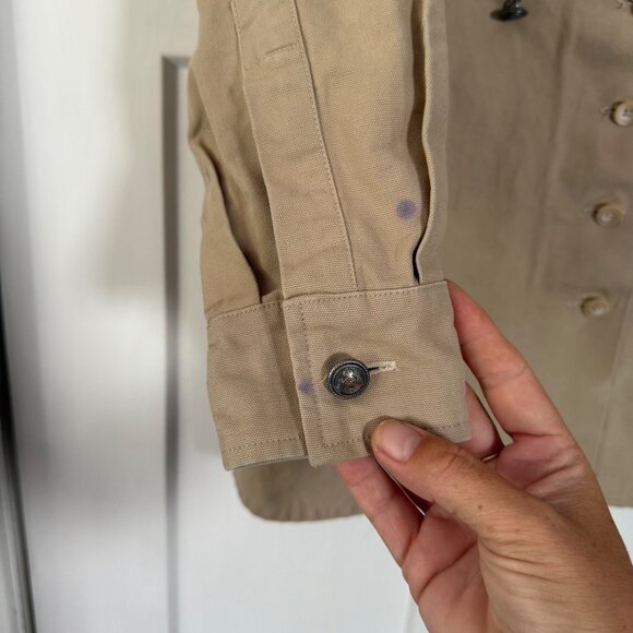 Faconnable Beige Military-Inspired Button-Up Jacket W/ Button Detailing Size S - Picture 5 of 7